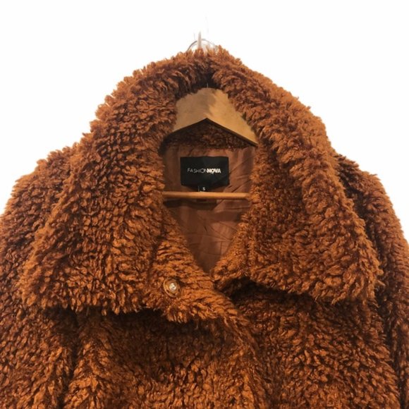 Fashion Nova Teddy Bear Jacket Brown Medium - Picture 4 of 7